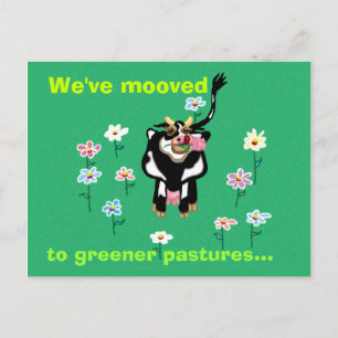 Carte Postale Faire-part Nous sommes passés à des pâturages plus verts...