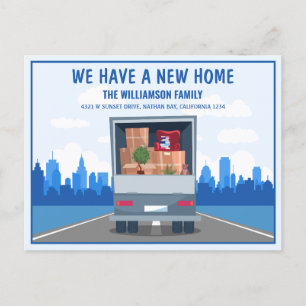 Carte Postale Faire-part Nouveau Camion et Blue Cityscape Moving