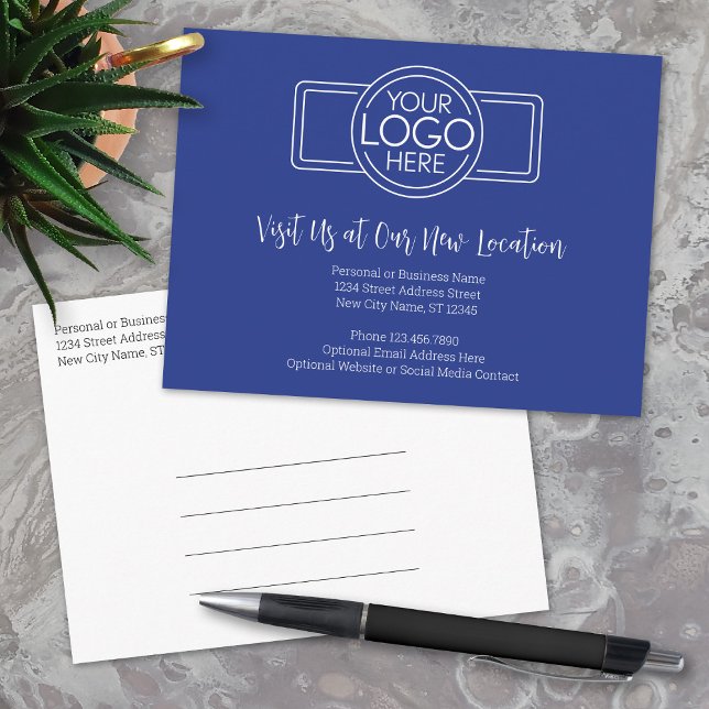 Carte Postale Faire-part Nouveau changement d'adresse avec le logo de l'ent (New Address Postcard with Office Return Address and Logo)