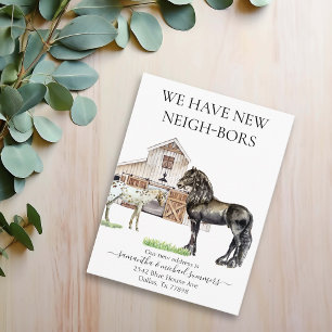 Carte Postale Faire-part Nouveau Cheval de Voisin Aquarelle Annonce de démé