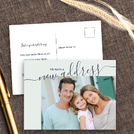Carte Postale Faire-part Nouveau script d'adresse Élégant Photo Déplacement