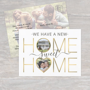 Carte Postale Faire-part Nouvelle adresse Accueil Sweet Home White & Gold 3