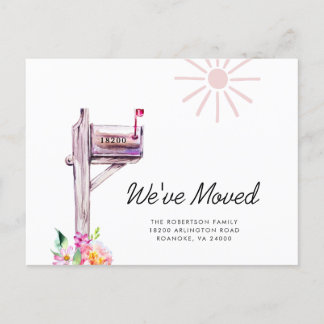 Carte Postale Faire-part Nouvelle Adresse Boîte aux Lettres Aquarelle Démén