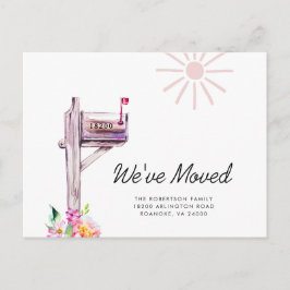Carte Postale Faire-part Nouvelle Adresse Boîte aux Lettres Aquarelle Démén