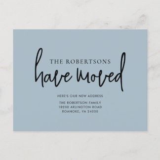 Carte Postale Faire-part Nouvelle adresse Calligraphie moderne Dusty Blue M