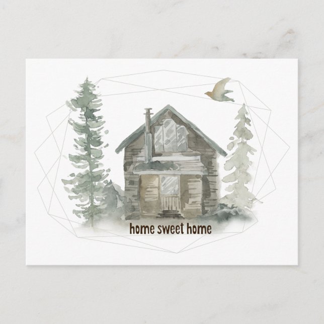 Carte Postale Faire-part Nouvelle adresse Chalet Rustique Maison Douce Mais (Devant)