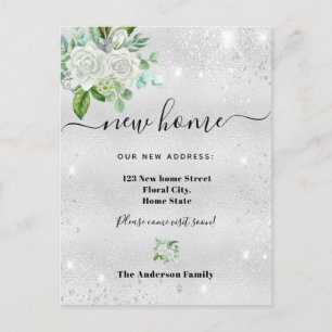 Carte Postale Faire-part Nouvelle adresse domicile argent parties scintilla