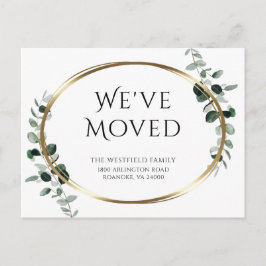 Carte Postale Faire-part Nouvelle adresse Eucalyptus Gold Metallic Moving