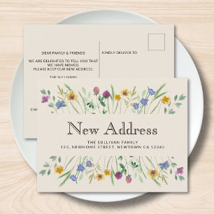 Carte Postale Faire-part Nouvelle adresse florale de déménagement