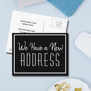 Carte Postale Faire-part Nouvelle adresse minimaliste Black White Business