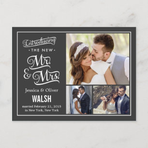 Carte Postale Faire-part Nouvelle annonce de mariage M. et Mme - Charbon