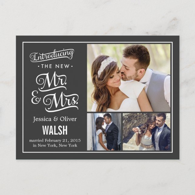 Carte Postale Faire-part Nouvelle annonce de mariage M. et Mme - Charbon (Devant)