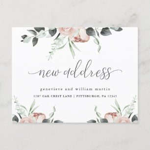 Carte Postale Faire-part Nouvelle calligraphie d'adresse Floral Changement 