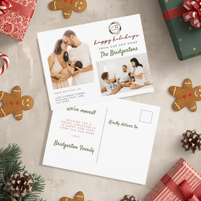 Carte Postale Faire-part Nouvelle maison Chemise de NoëlDeux photos Famille (Créateur téléchargé)