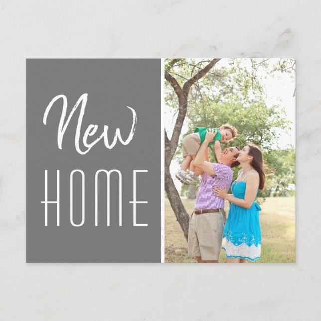 Carte Postale Faire-part Nouvelle Maison Famille Personnalisée Photo Grey M (Devant)