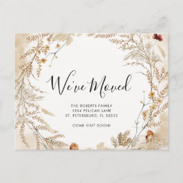 Carte Postale Faire-part Nouvelle maison Fleur sauvage Foliage Wreath Movin
