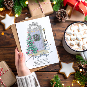 Carte Postale Faire-part Nouvelle Maison - Joyeuses Fêtes Noël Porte Mobile