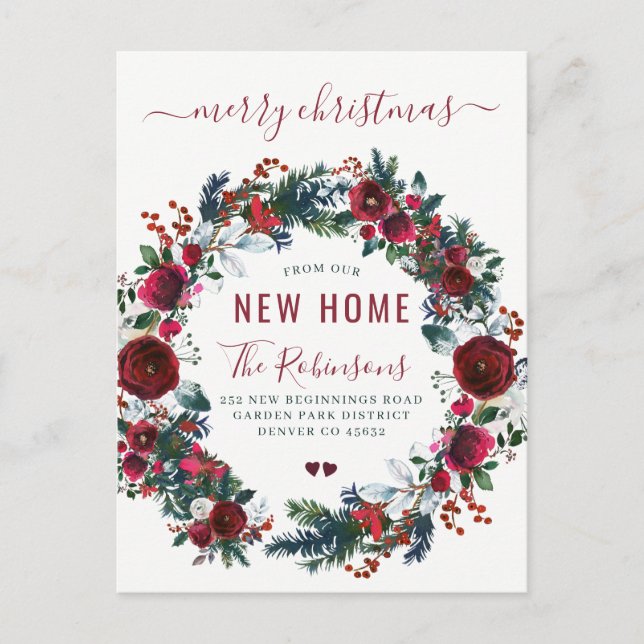 Carte Postale Faire-part Nouvelle maison Joyeux Noël vacances déménagement (Devant)