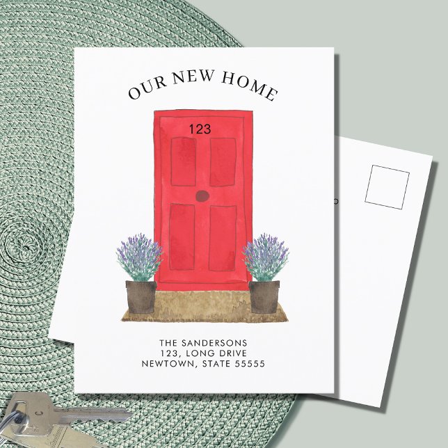 Carte Postale Faire-part Nouvelle maison Porte rouge Déménagement (Créateur téléchargé)