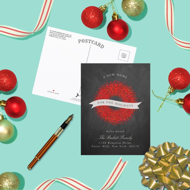 Carte Postale Faire-part Nouvelle maison pour les vacances | Tableau noir m (Créateur téléchargé)