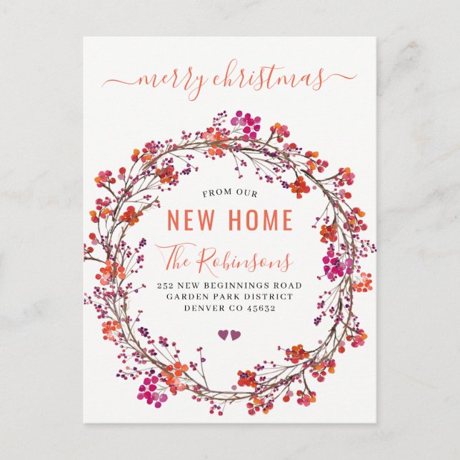 Carte Postale Faire-part Nouvelle maison pour Noël moderne vacances déménag (Devant)