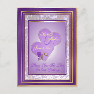 Carte Postale Faire-part Nuances de lavande violet or mariage enregistrer l