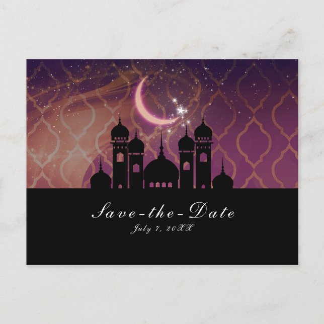 Carte Postale Faire-part Nuits Arabes Lumière de Lune Économie Date Marocai (Devant)