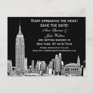 Carte Postale Faire-part NYC Skyline 01 Etched do-it-yourself BG Color Enre