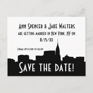 Carte Postale Faire-part NYC Wide Chrysler 01B Silhouette Enregistrer la da