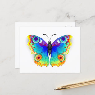 Carte Postale Faire-part Oeil de paon arc-en-ciel