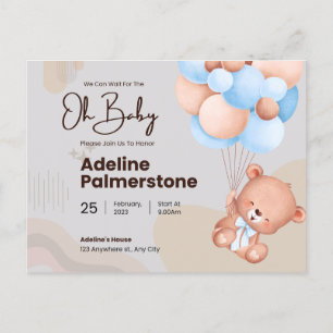 Carte Postale Faire-part oh mon bébé, baby shower d'invitation