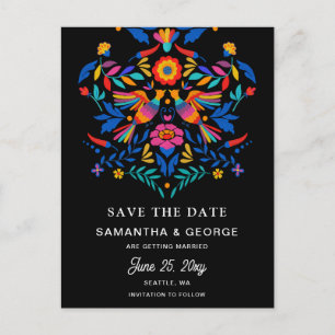 Carte Postale Faire-part Oiseaux Mexicains Otomi Floral Fiesta Enregistrer 