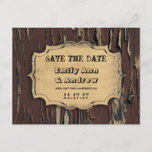 Carte Postale Faire-part Old Wood Country Chic Enregistrer la date
