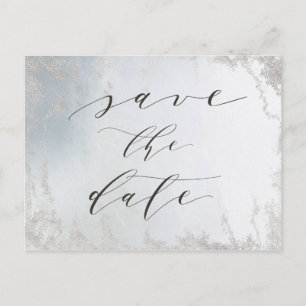 Carte Postale Faire-part Ombre Dusty Blue Frosted Silver Foil Enregistrer l