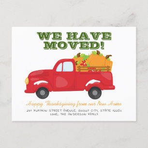 Carte Postale Faire-part On a déménagé un camion Citrouille de Thanksgiving