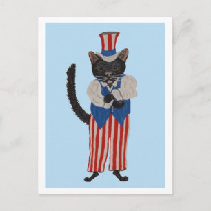 Carte Postale Faire-part Oncle Sam Chat Noir