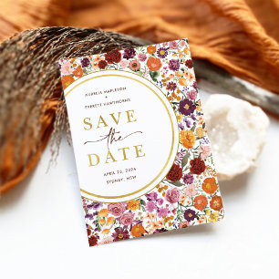 Carte Postale Faire-part Opulent Fleurs sauvages de l'automne Mariage Enreg