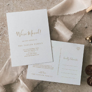 Carte Postale Faire-part Or minimaliste Nous avons bougé