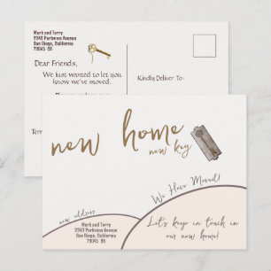 Carte Postale Faire-part Or moderne Nouvelle maison Nouvelle clé Nous avons