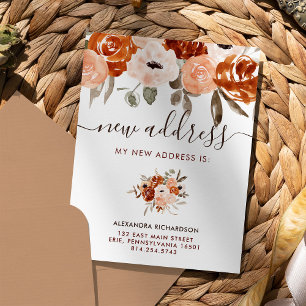 Carte Postale Faire-part Orange Boho Rustique Floral Nouveau déplacement