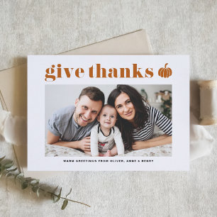 Carte Postale Faire-part Orange Retro Typographie Bon thanksgiving photo