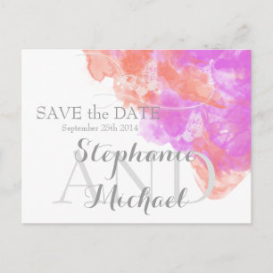 Carte Postale Faire-part Orchidée corail Aquarelle Papillon Bliss Enregistr
