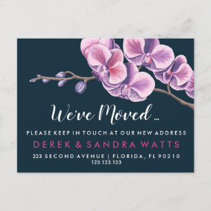 Carte Postale Faire-part orchidée rose Changement d'adresse nous avons démé