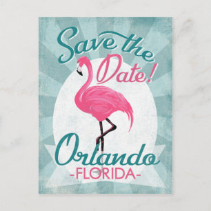 Carte Postale Faire-part Orlando Enregistrer La Date Flamant rose Rose