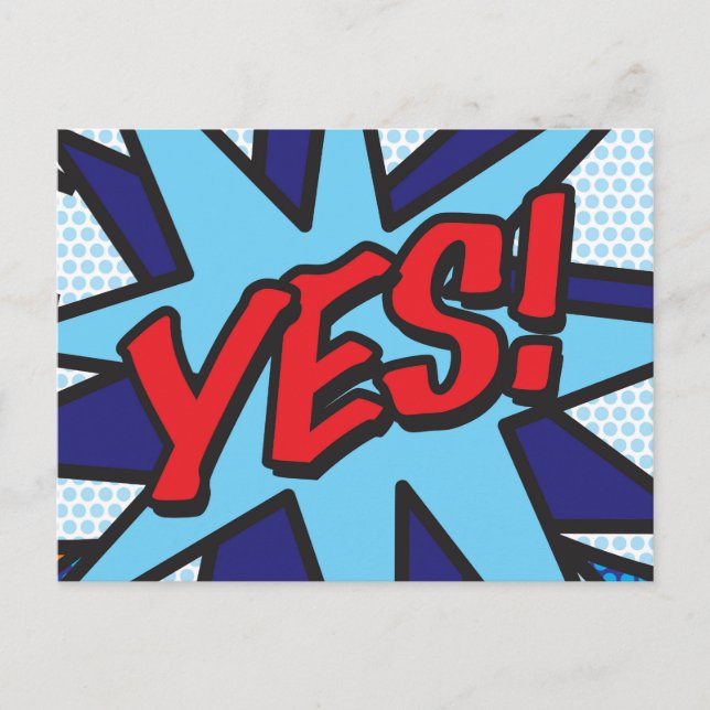 Carte Postale Faire-part OUI Amusant Rétro Bande Dessinée Pop Art (Devant)