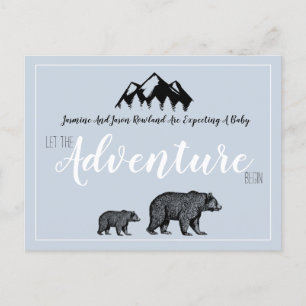 Carte Postale Faire-part Ours rustiques l'aventure attend la grossesse