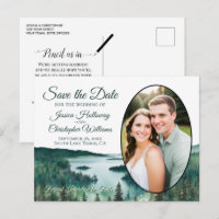 Oval Photo Rustique Lake Tahoe Enregistrer La Date