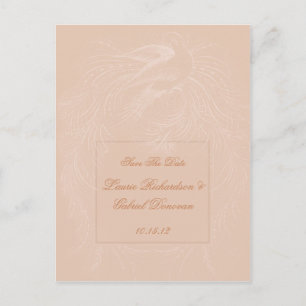 Carte Postale Faire-part Pale Peach Dove on Peach Enregistrer La Date