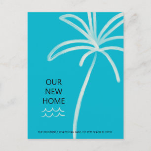 Carte Postale Faire-part Palm Tree Aqua Nouvelle adresse