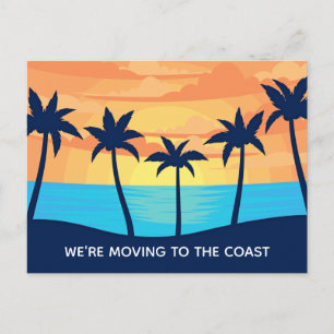 Carte Postale Faire-part Palm Tree Sunset Changement d'adresse Beach Moving
